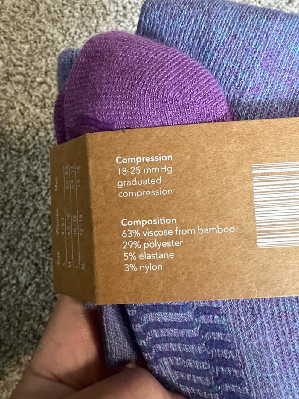 Wellow Women’s Grip Compression Socks - Purple Heather - Picture 2 of 4